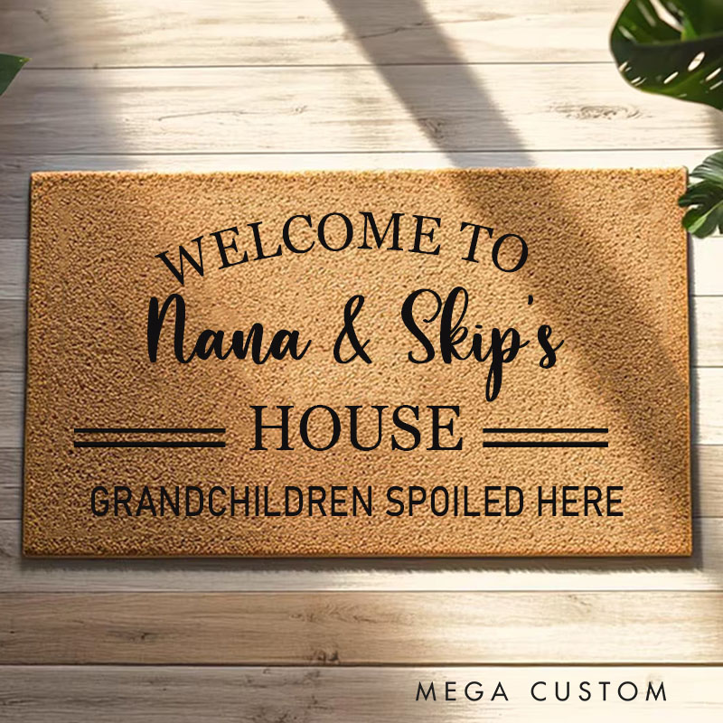Personalized Welcome Doormat for Nana Papas House Custom Rug Gift for Spoiled Grandkids Grandma Grandpa Home Decor Housewarming Gift