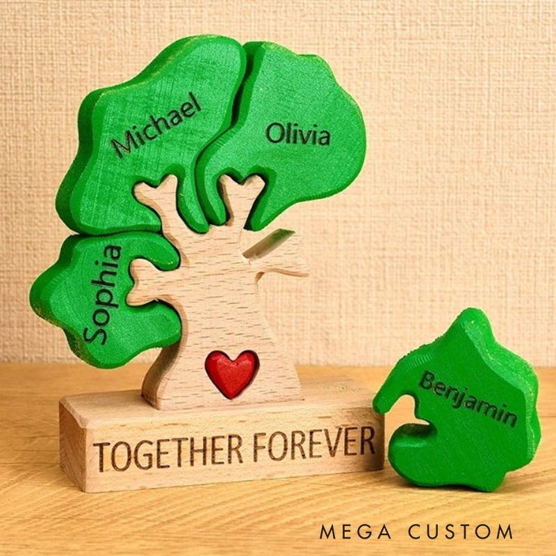 Personalized Family Tree Puzzle Wooden Home Sweet Home Decor Unique Housewarming Gift Custom Family Keepsake for New Home Living Room Decoration
