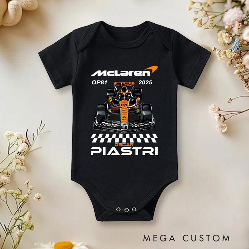 Personalized Oscar Piastri OP81 Baby Bodysuit BirthdayChristmas Gift for Baby
