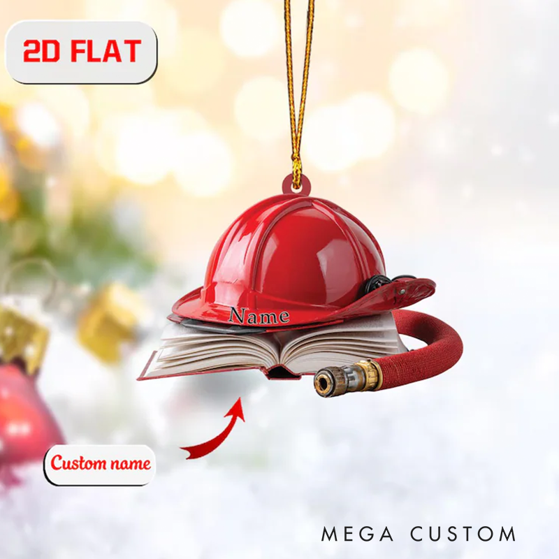 Personalized Firefighter Christmas Ornament US Fireman Dad Gift Christmas Ornament