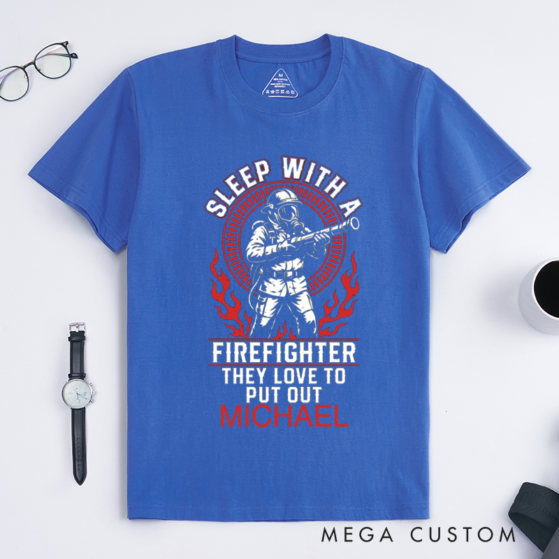 Personalized Firefighter T-Shirts Custom Funny Firefighter Design T-Shirt Firefighter Dad Gift