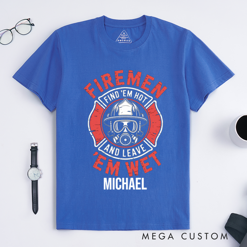 Personalized Firefighter T-Shirts Custom Firefighter Design T-Shirt Firefighter Dad Gift
