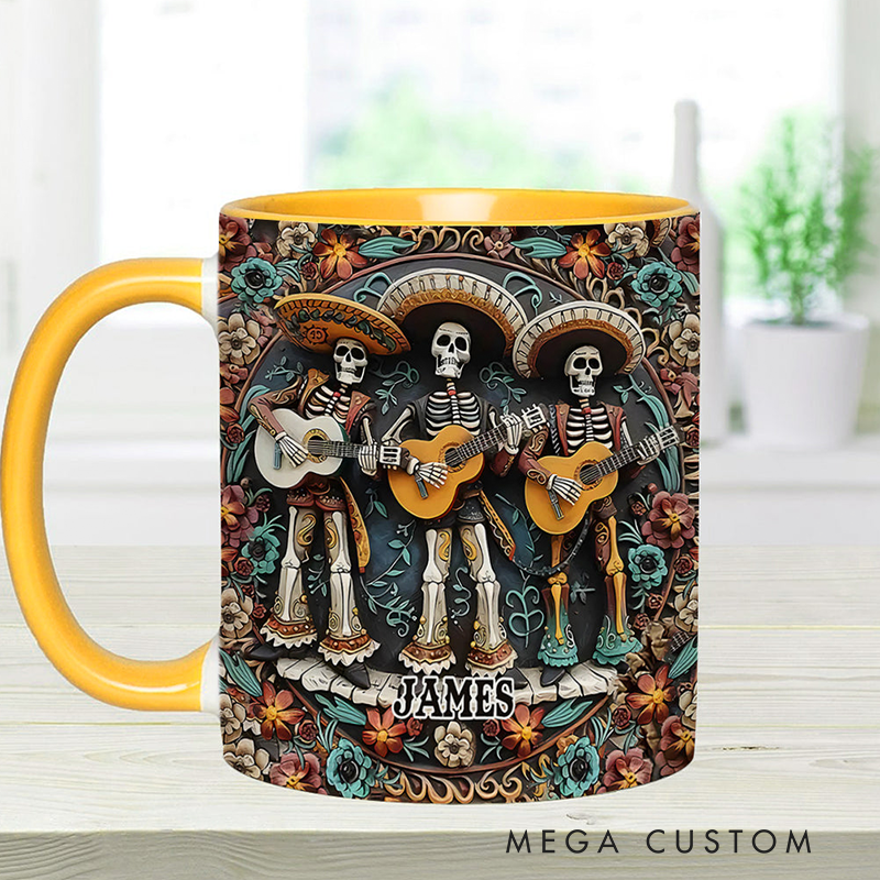 Personalized Name Skeleton Trio Mug Skull Accent Mug
