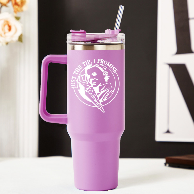 Personalized Just the Tip, I Promise Tumbler Baking Lover Tumbler with Name 40oz Stainless Steel Tumbler for Baker Her