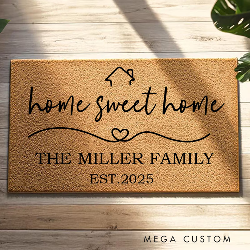 Personalized Doormat Custom Family Doormat Home Sweet Home Doormat Christmas Gift Home Doormat Housewarming Gift Closing Gifts