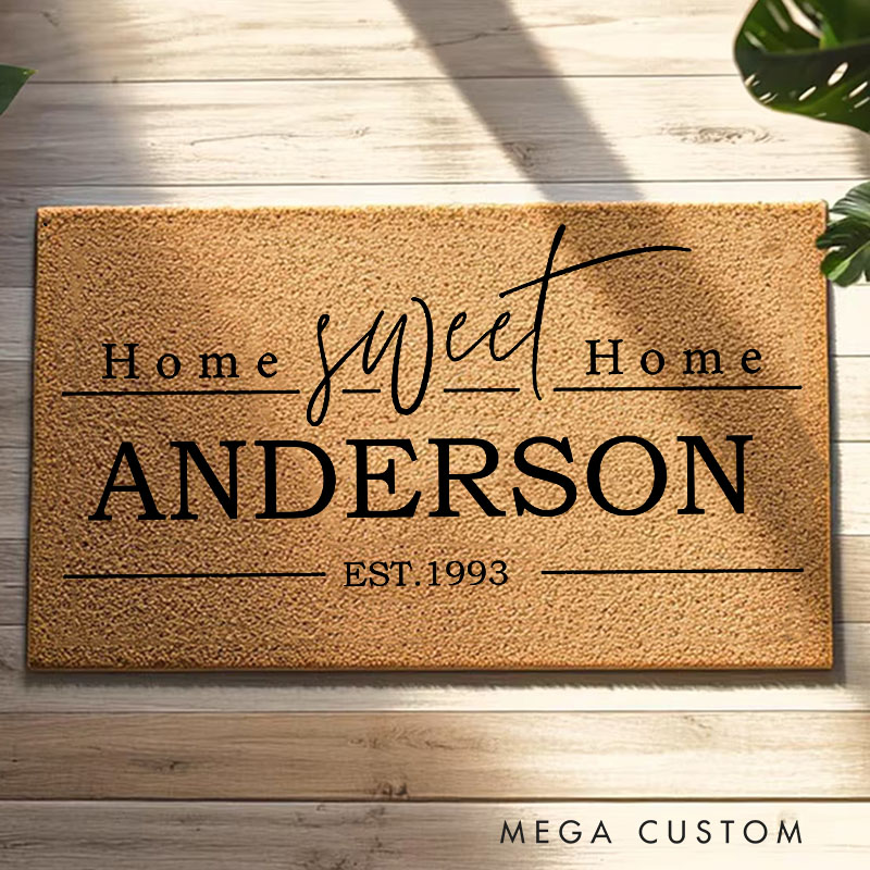 Personalized Home Sweet Home Doormat Custom Family Name Housewarming Gift Welcome Mat Indoor Outdoor Home Decor Front Door Rug