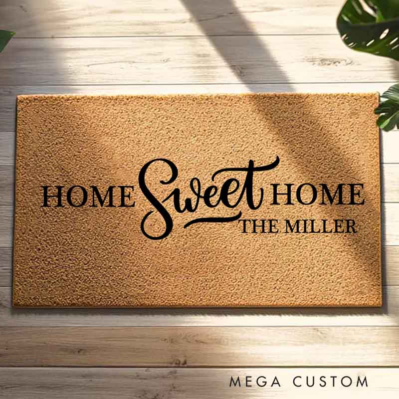 Personalized Doormat Custom Home Sweet Home Door Mat New Home Gift Housewarming Wedding Gift for Couples Home Sweet Home Doormat Christmas Gift