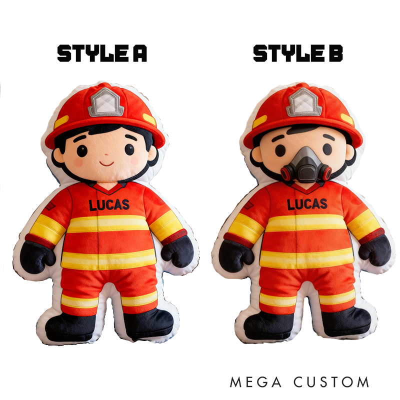 Personalized Cute Firefighter Pillow with Custom Name and Number Pillow 