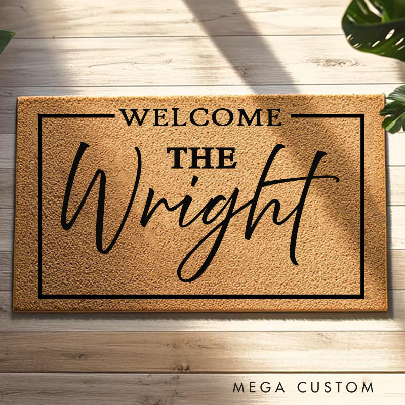 Personalized Flocked Coir Doormat Custom Welcome Mat for Engagements Weddings Client Gifts Double Door Outdoor Rug