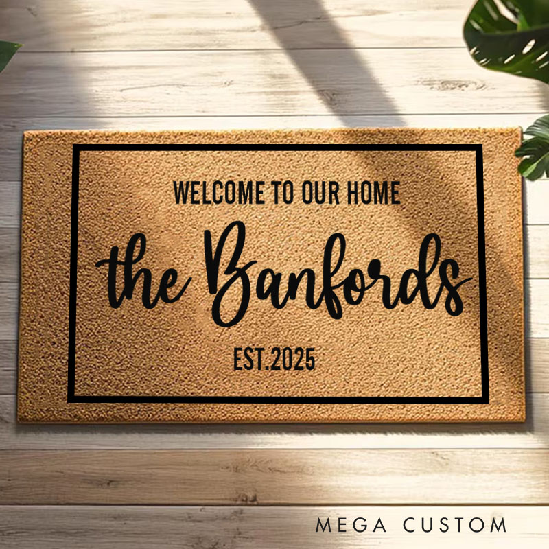 Personalized Coir Doormat Flocked Welcome Mat for Engagement Wedding Client Gifts Outdoor Rug for Double Doors