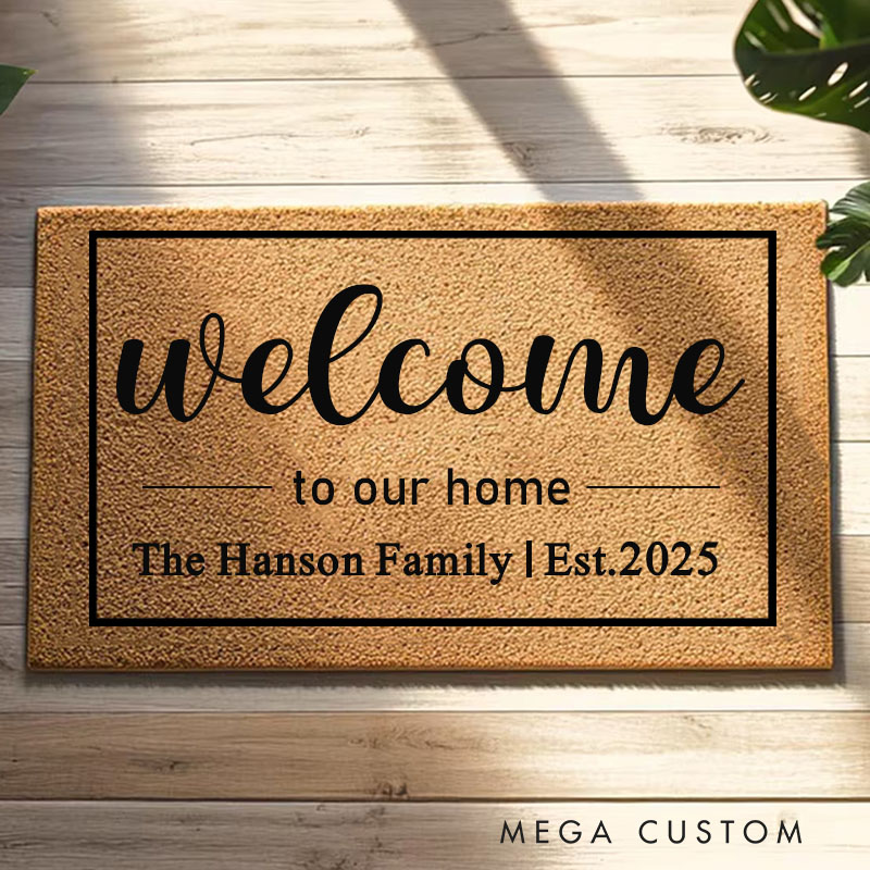 Personalized Welcome Doormat Custom Coir Mat With Family Name And Year Design Durable Indoor Outdoor Rug Perfect Housewarming Or New Home Gift Decor