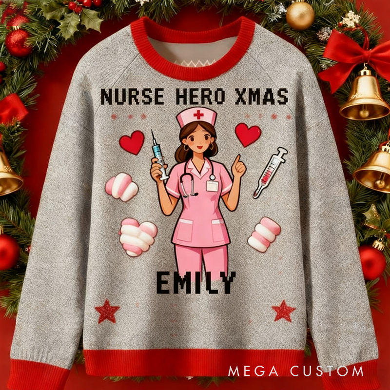 Personalized Christmas Nurse Ugly Sweater Nurse Xmas Sweater Nurse Ugly Christmas Sweater For Women