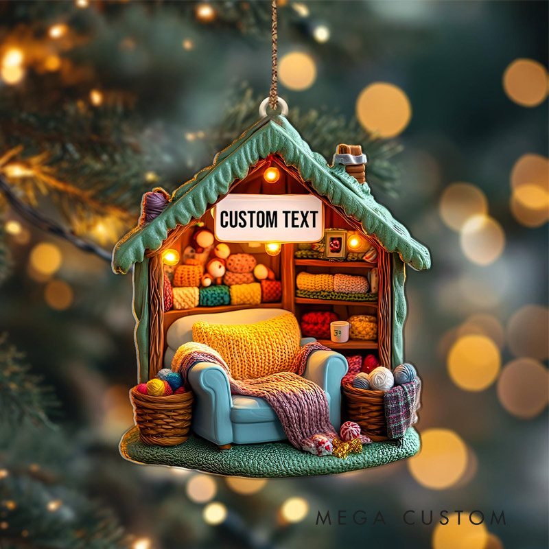 Personalized Knitting Room Acrylic Ornament 2025 Custom Gift for Knitting Lovers