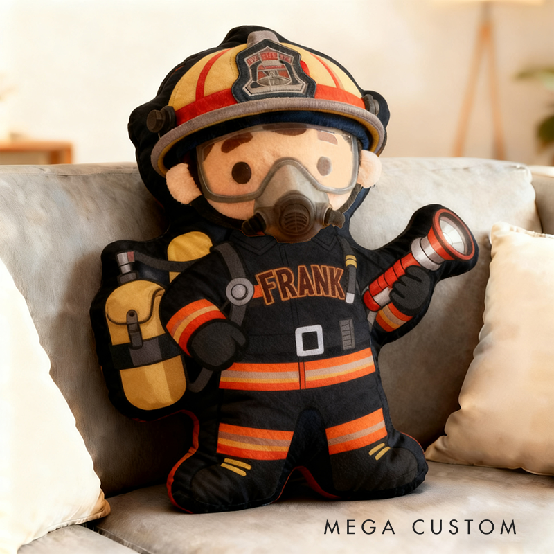 Personalized Cute Firefighter Pillow with Custom Name Pillow 