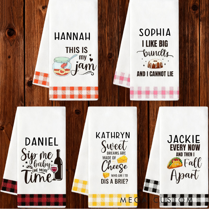 Personalized 5Pcs Kitchen Kitchen Towel Bakers Dish Towel with Name Absorbent Utensils Themed Cleaning Dishcloth for Baking Lover Gift