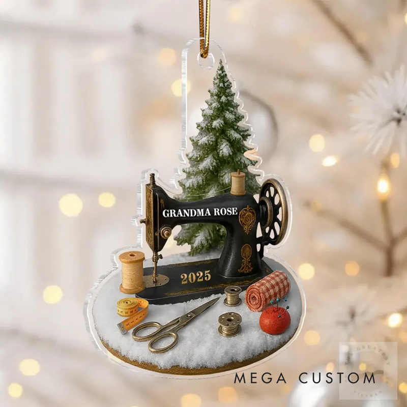 Personalized Sewing Machine Ornament Acrylic Christmas Tree Decor forSewing Lovers