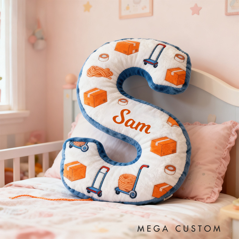 Personalized Letter Pillow Custom Name Design Soft Decorative Cushion for Kids Room Playful Moving Day Theme Unique Gift for Children Bedroom Decor