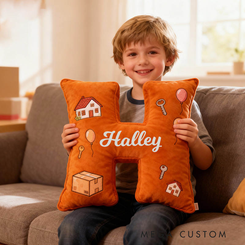 Personalized Letter Pillow Custom Name Design Soft Decorative Cushion with Home and Key Theme Perfect Gift for New Home Decor Graphic 3D Print 
