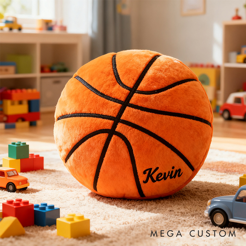 Personalized Plush Basketball Pillow with Custom Name for Sports Fans and Kids
