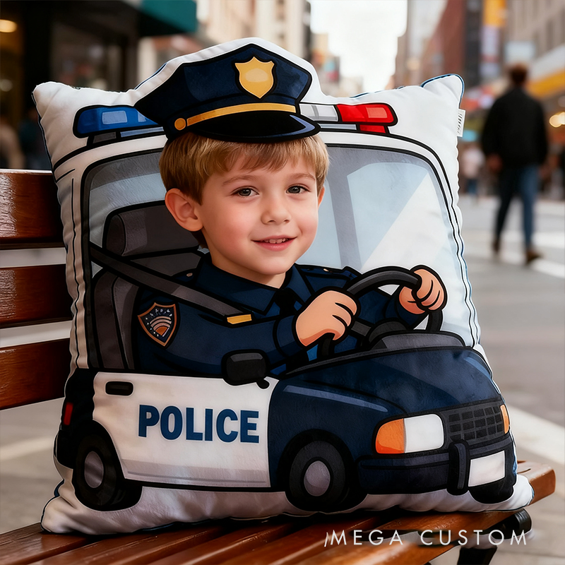 Personalized Cute Policeman Pillow with Custom Text Graphic 3D Print Pillow Cartoon Police Officer Pillow