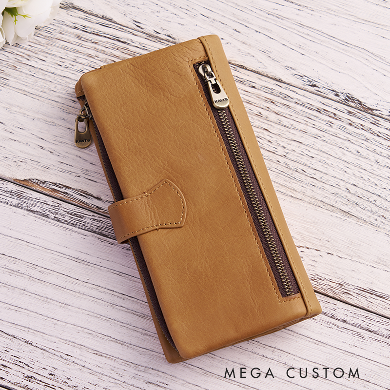 Personalized Women Leather Wallet Custom Women Wallet Engraved Leather Wallet Leather Purse Monogram Wallet Women's Purse Gift For Her Gift For Mother Birthday Gift