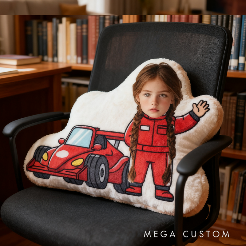 Personalized Go-Kart Racer Pillow with Custom Face Design 3D Print Pillow 