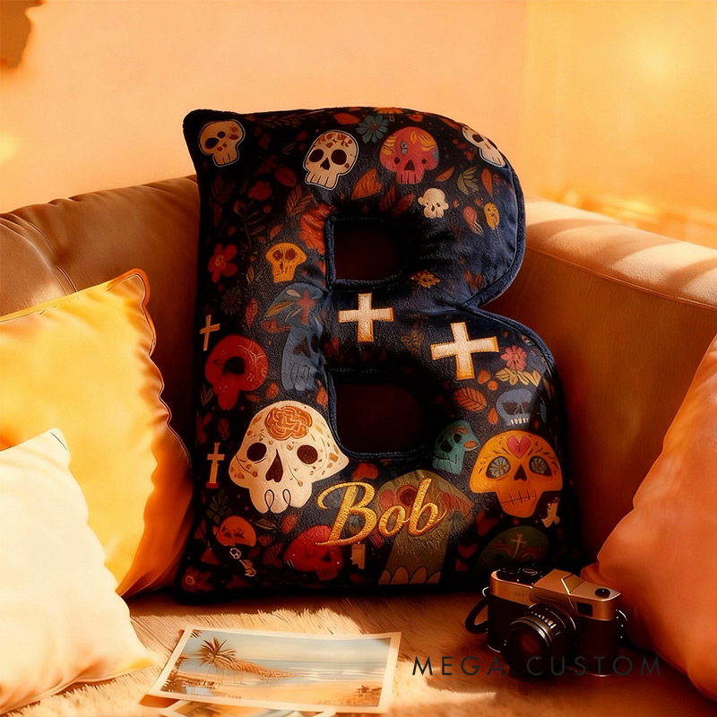 Personalized Graphic 3D Print Día de los Muertos Celebration Pillow for Travel Lovers
