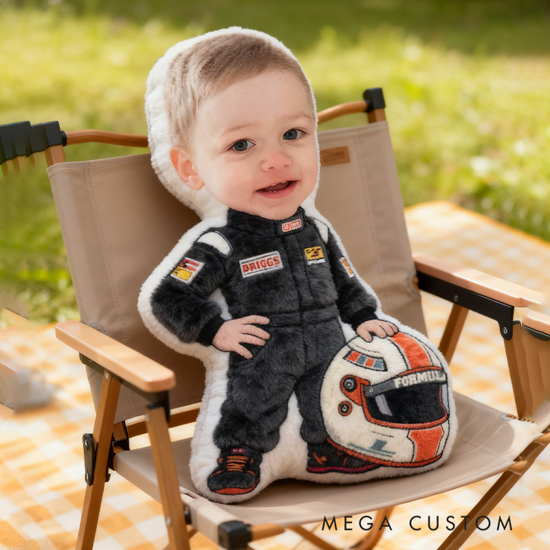 Personalized Formula Racer Pillow with Custom Face Design 3D Print Pillow 
