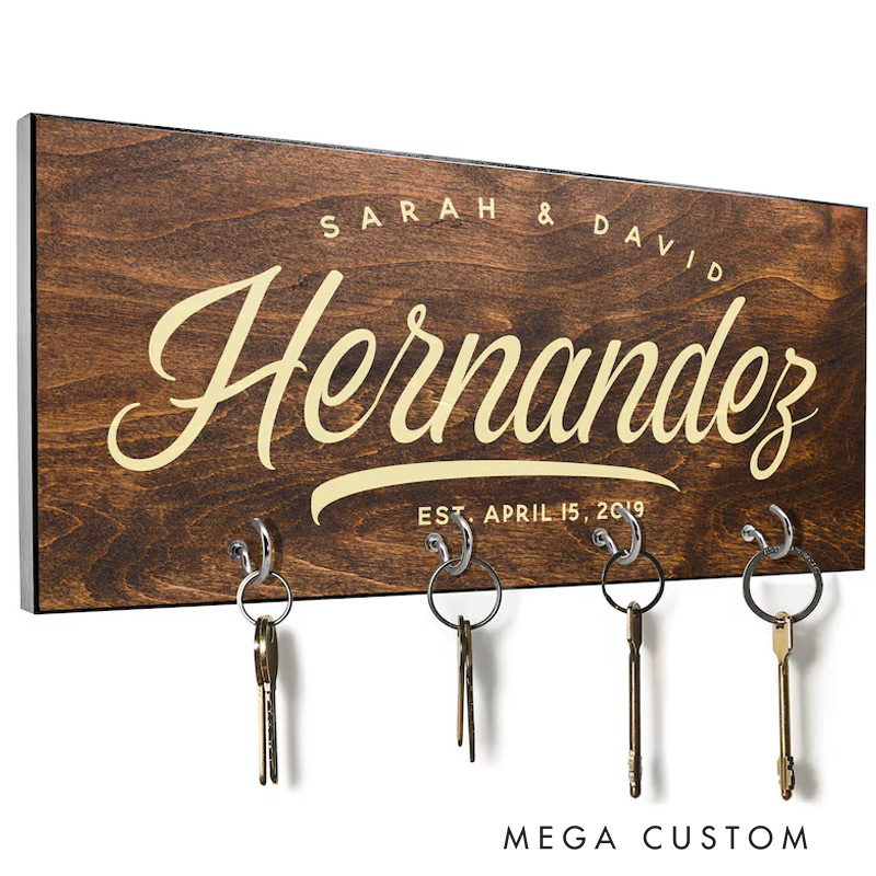 Personalized Key Holder for Wall Custom Key Hanger Housewarming Gift New Home Gifts First Home Gift Realtor Closing Gift Couple Gift