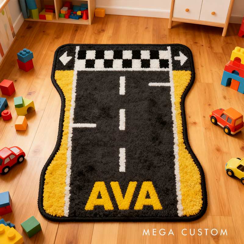Personalized Race Track Rug with Name Custom Racer Speed Rugs Xmas Gift