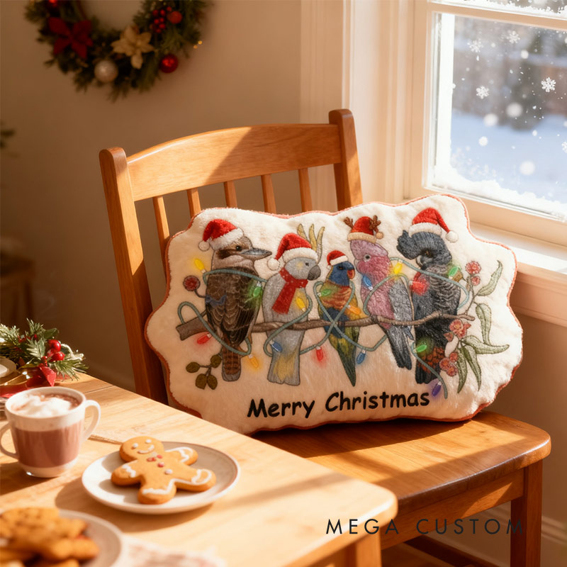 Personalized festive Australian Birds Christmas Pillow Graphic 3D Print Pillow for Women Kids Travel Lovers