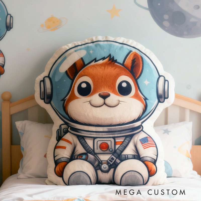 Personalized Animal Astronauts with Name Graphic 3D Print Pillow Christmas Gift for Kids Birthday Gift