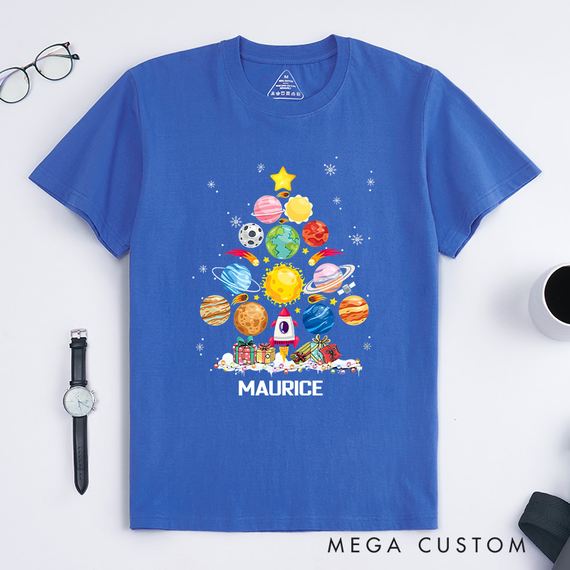 Personalized Solar System Christmas Tree Shirt Funny Planet Shirt Astronomy Universe Shirt Xmas Gifts Geek Lover