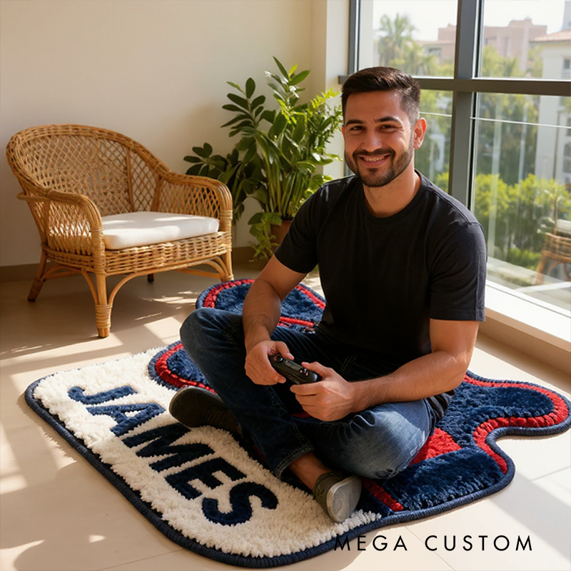 Personalized Racing Seat Shaped Rug with Name Custom Racer Speed Rugs Xmas Gift