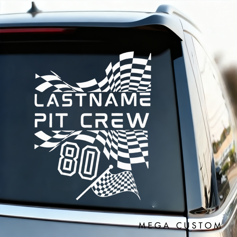 Personalized "Pit Crew" Racing Decal for Vehicles Custom Name Number Racing Pit Crew Car Decal Sticker