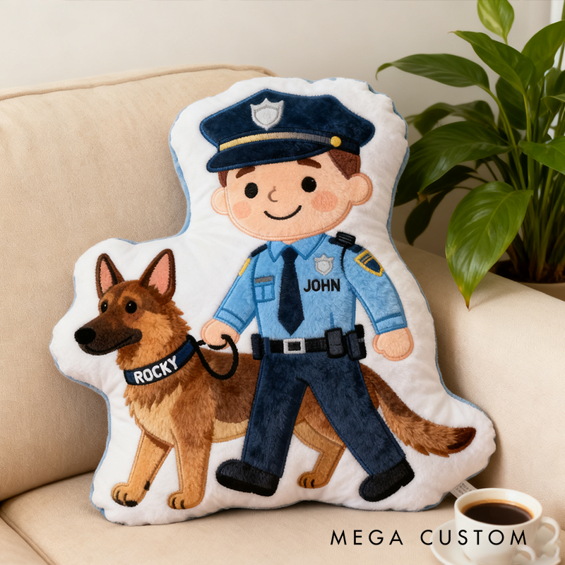 Personalized Police Officer Pillow with K9 Unit Design Custom Name Graphic 3D Print Pillow 