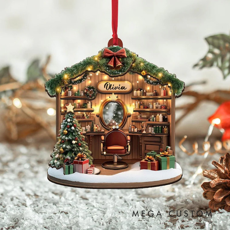 Personalized Beauty and Hairdressing 2D FLAT Christmas Ornament Hair Salon Christmas Decor for Her