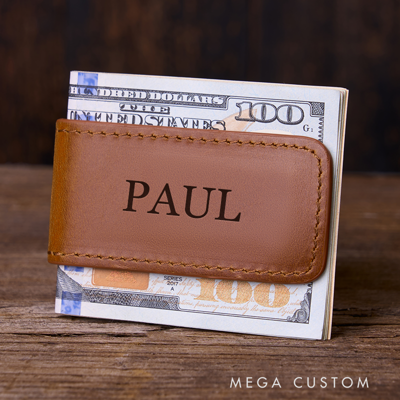 Personalized Leather Money Clip Wallet for Him Custom Money Clip with Name Engraved Money Clip for Men Groomsmen Money Clip Wedding Gift