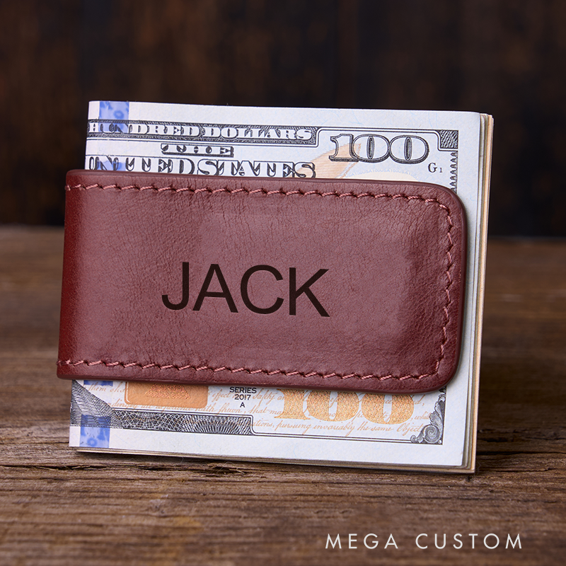 Personalized Leather Money Clip Wallet for Him Custom Money Clip with Name Engraved Money Clip for Men Groomsmen Money Clip Wedding Gift