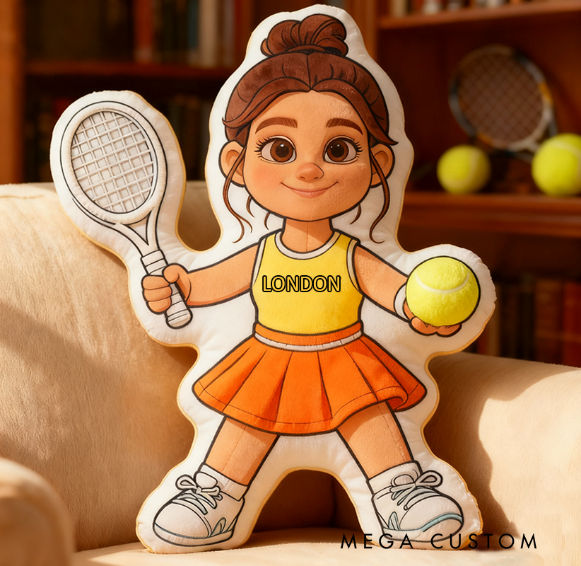 Personalized Graphic3DPrint Girl Tennis Pillow with Custom Name for Tennis Fans