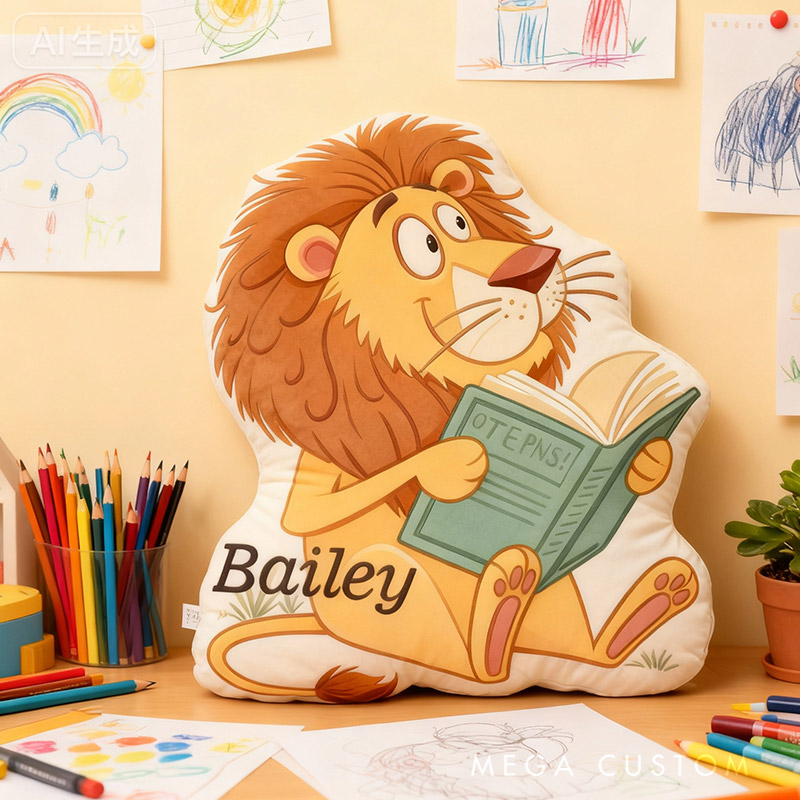 Personalized Lion's Tale Pillow Graphic 3D Print Gift for Reading Lovers