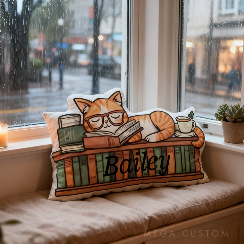 Personalized Catnap Reading Pillow Graphic 3D Print Gift for Reading Lovers