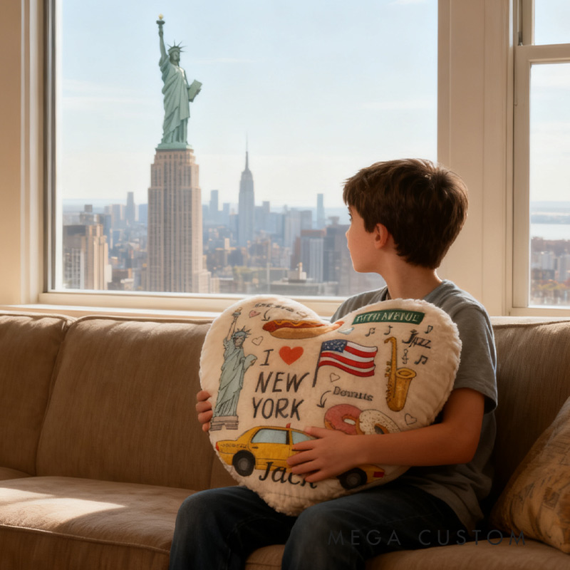 Personalized New York Heartbeat Pillow Graphic 3D Print Pillow for Travel Lovers