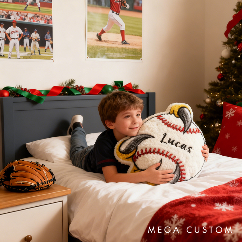 Personalized Baseball Pillow with Fierce Claw Design and Custom Name for Sports Lovers and Kids