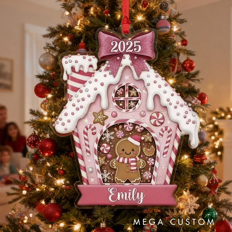 Personalized Gingerbread House Ornament 2025 Custom Name Candy Christmas Decoration Christmas Gifts