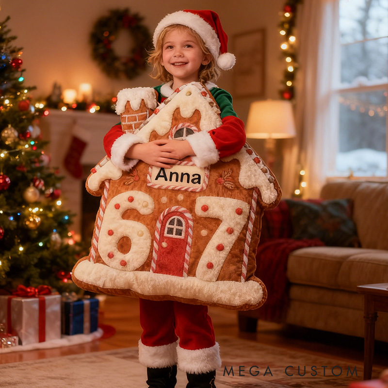Personalized Gingerbread House Pillow Graphic 3D Print 67 House Gingerbread Customize Name 2025 Christmas Pillow
