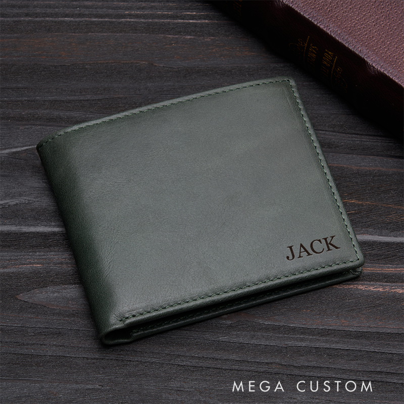 Personalized Leather Wallet Men's Wallet Custom Wallet for him Engraved Wallets with Name Minimalist Wallet Leather Gift For Him Gift for Husband Boyfriend Father