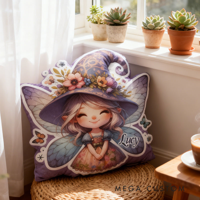 Personalized Purple Fairy Garden Pillow with Custom Name Graphic 3D Print Pillow for Gardening Lovers