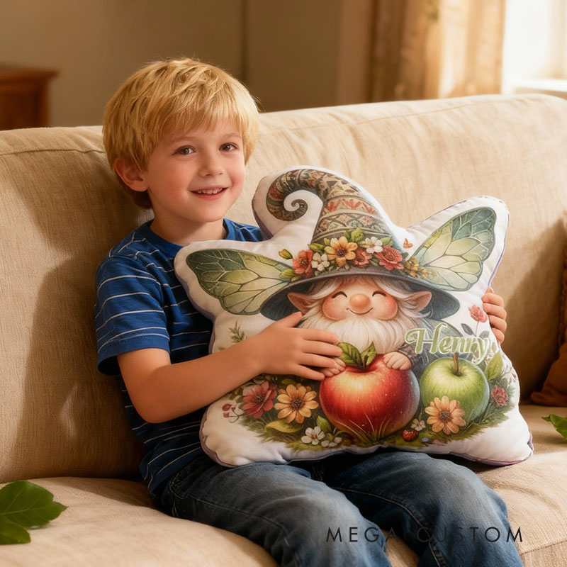Personalized Green Garden Gnome Fairy Pillow with Custom Name Graphic 3D Print Pillow for Gardening Lovers