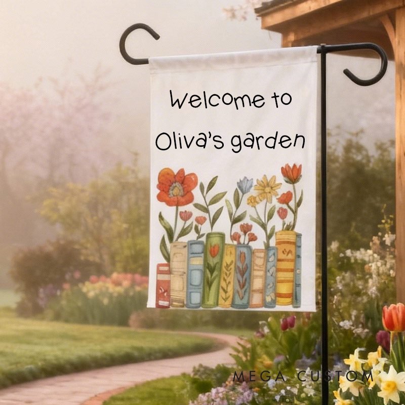 Personalized Literary Blooms Garden Flag Yard Flag Spring Garden Flag Summer Decor Double Sided for Garden Lovers